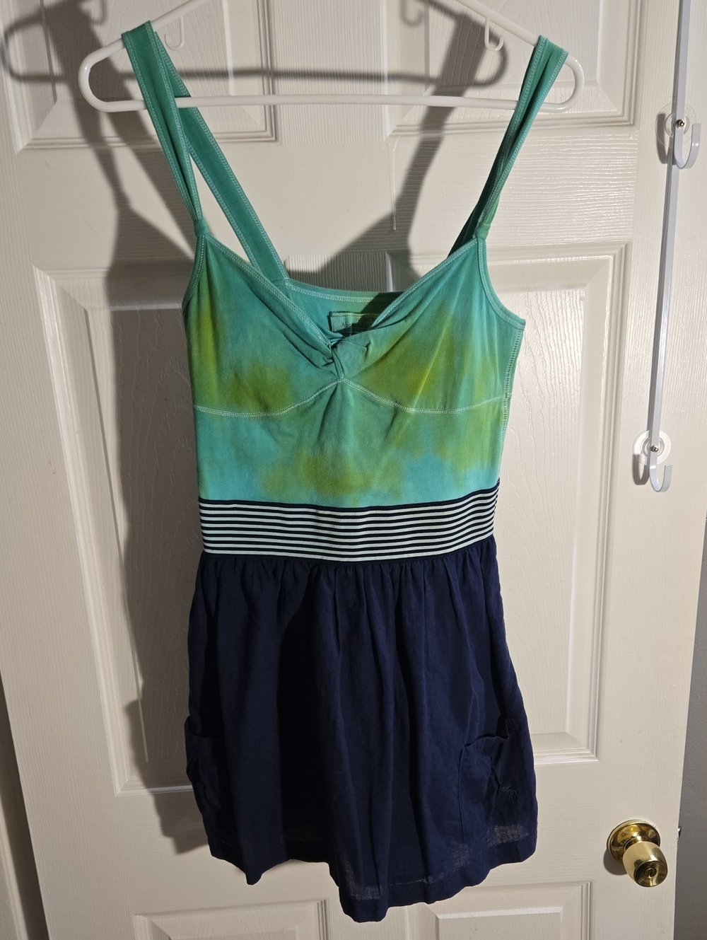 Abercrombie & Fitch Sleeveless Pockets Tie-Dye Aqua & Navy Sundress